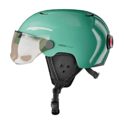 Casque Vélo Urbain Avec Feu Intégré -Magasin De Vélos casque feux integres velo clignotant cosmo fusion premium vert sauge