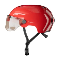 Casque Visière + Lumière Cosmo Fusion Pure 14 Casque Visière + Lumière Cosmo Fusion Pure -Magasin De Vélos casque visiere coloree velo femme rouge visiere lumiere integree cosmo connected