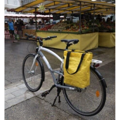 Sacoche Arrière Vélo Cabas Fixation Porte-bagages -Magasin De Vélos sacoche arriere pp recycle fixation porte bagages jaune 3